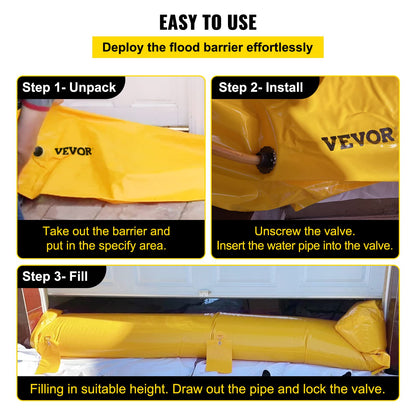 Flood Barriers, 4-Pack Sandbag Alternative, 4 ft × 6 in. Water Barriers
