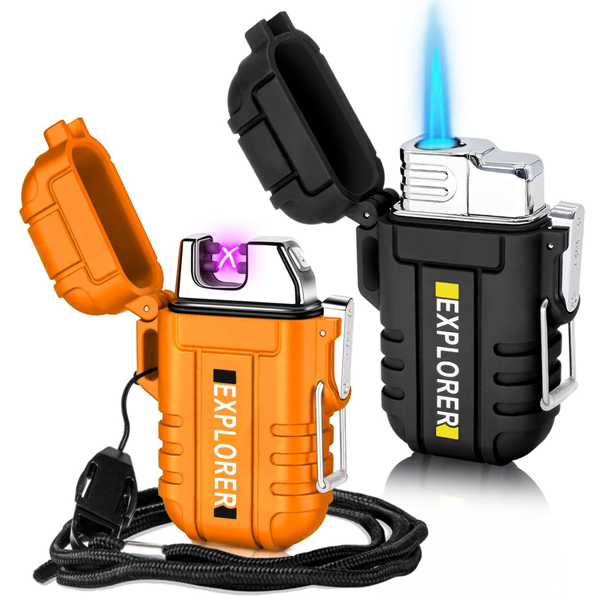 Laffizz Waterproof Outdoor Lighter, Dual Arc or Butane Torch