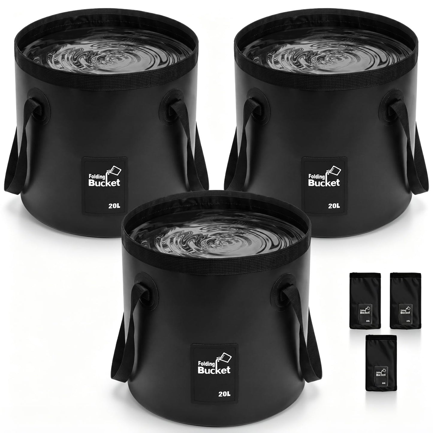 3 Gallon 4 Pack Collapsible Bucket, Foldable Water Bucket with Handles, Portable Camping Buckets for Fishing, Hiking, Cleaning, Outdoor & Travel Use (Multicolor)