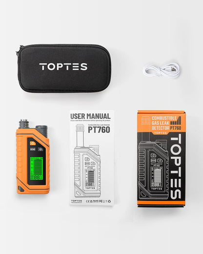 TopTes PT760 Rechargeable Gas Detector with 12-in. Probe, %LEL Detection & Flashlight