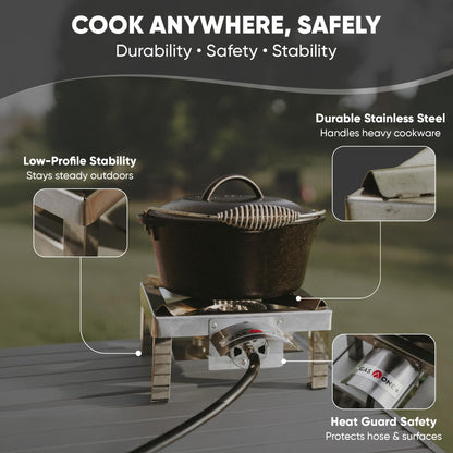 GasOne High-Pressure Propane Burner with Heat Shield & Guard for Outdoor Cooking