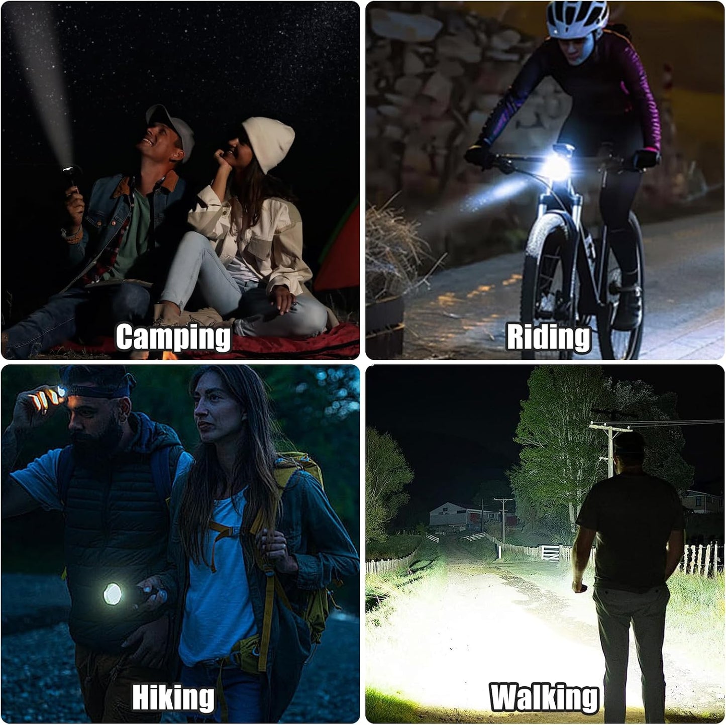 Zoomable LED Flashlights with 5 Modes 2Pack Christmas Stocking Stuffers Birthday Gifts for Men Him Dad Included Batteries Bright Tactical Torch High Lumens Outdoor Fishing Hiking Camping Essentials