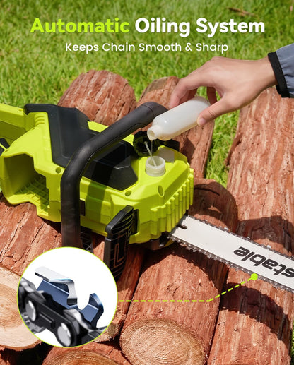 Mini Chainsaw Cordless, 8 Inch & 6 Inch Electric Chainsaw Battery Powered, 1000W Brushless Handheld Power Chain Saw with 2 Batteries, Small Tree Saw for Branch Trimming Wood Cutting