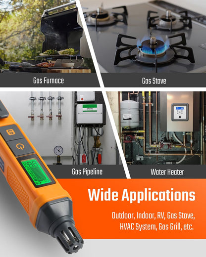 PT199 Natural Gas Leak Detector with Audible/Visual Alarm, Methane & Propane, Orange