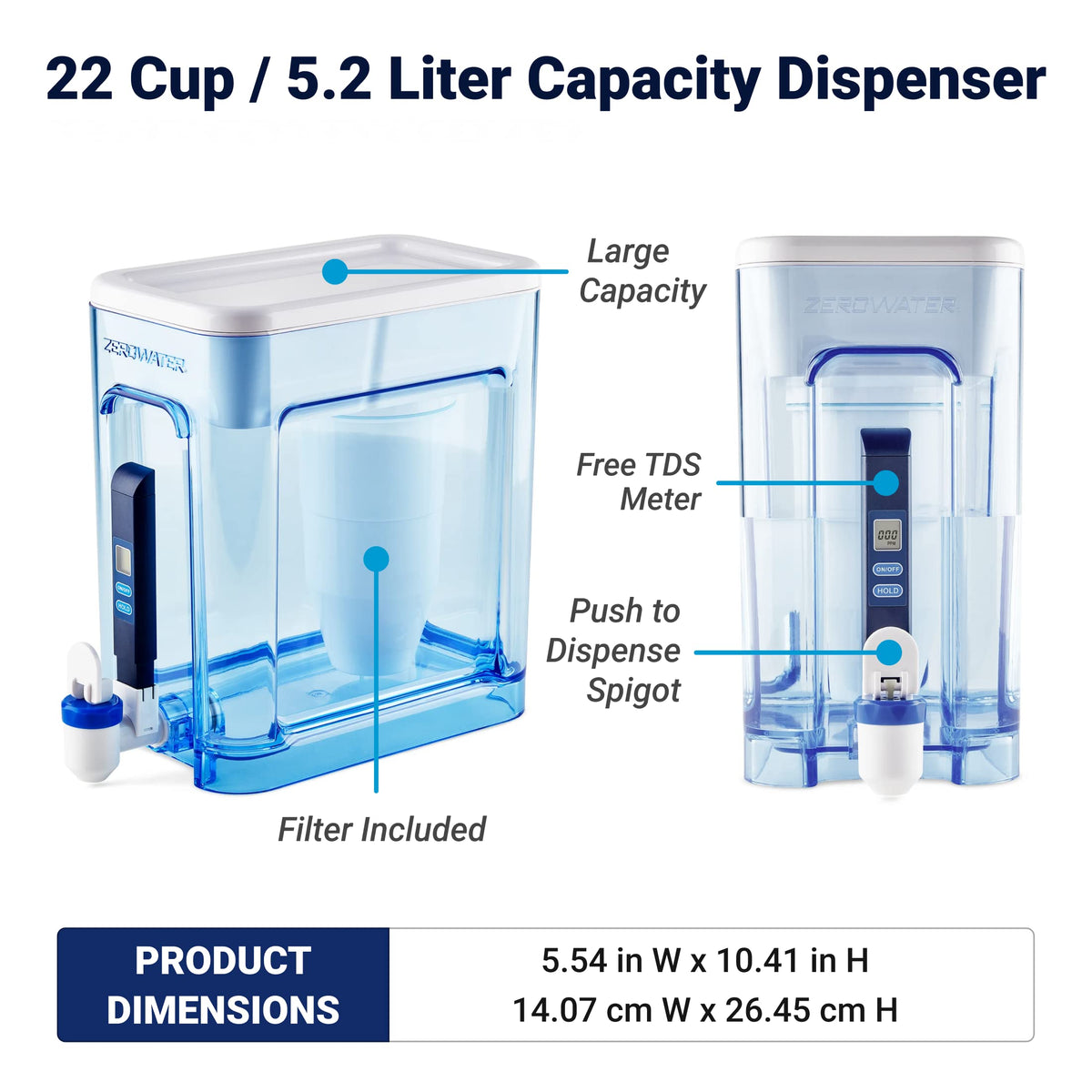 ZeroWater 10-Cup Pitcher Water Filter Removes PFOA/PFAS
