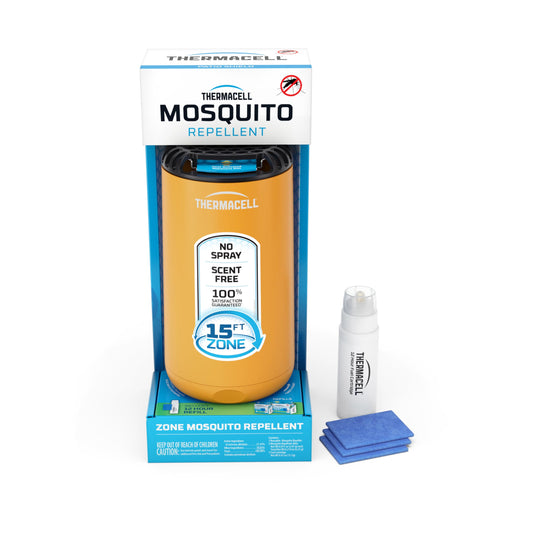 Thermacell Fuel-ZoneGuard Base Fuel Powered Mosquito Repeller; 15-Foot Zone of Scientifically Proven Outdoor Protection; Patio Shield; 12-Hr Refill; DEET-Free; Bug Spray Alternative; Glacial Blue