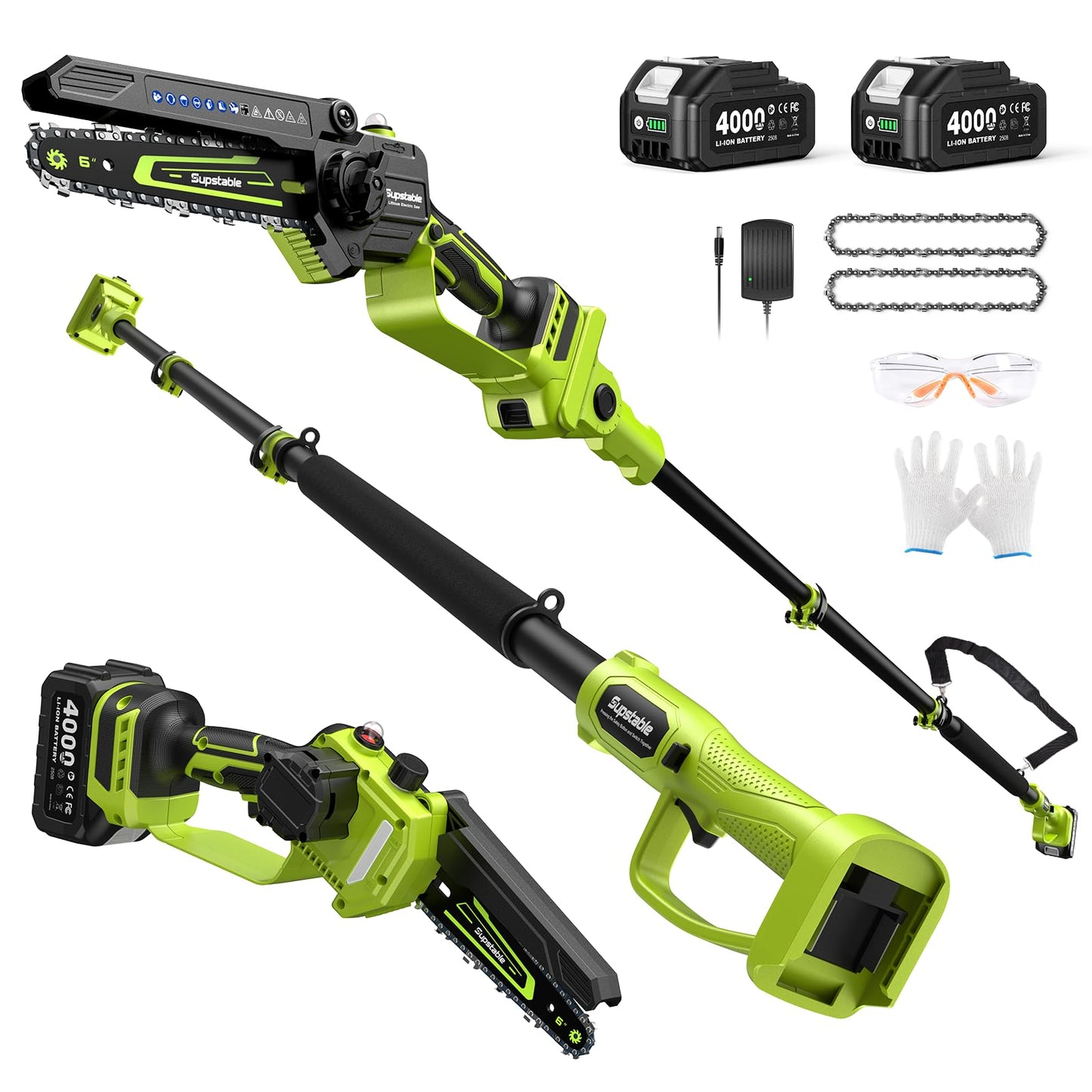 Mini Chainsaw Cordless, 8 Inch & 6 Inch Electric Chainsaw Battery Powered, 1000W Brushless Handheld Power Chain Saw with 2 Batteries, Small Tree Saw for Branch Trimming Wood Cutting