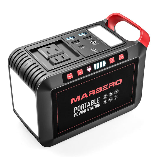 MARBERO Portable Power Station 88Wh Camping Lithium Battery Solar Generator Fast Charging with AC Outlet 120W Peak Power Bank(Solar Panel Optional) for Home Backup Outdoor Emergency RV Van Hunting