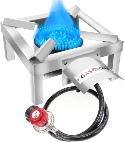 GasOne High-Pressure Propane Burner with Heat Shield & Guard for Outdoor Cooking