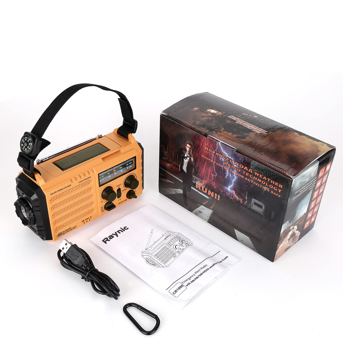 Raynic Emergency Radio, 5000mAh, Solar Hand-Crank AM/FM/SW/NOAA, Charger & Flashlight