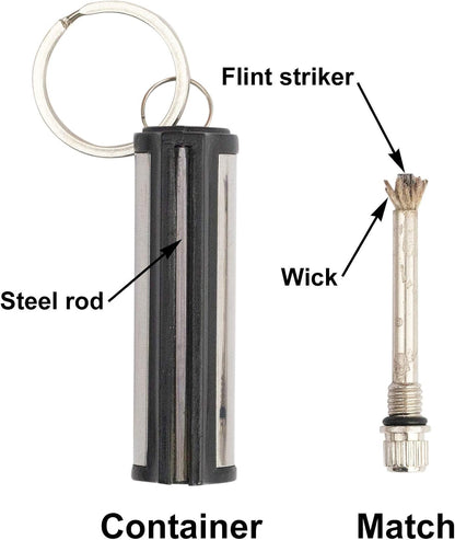 Permanent Match Fire Starter Keychain, Pack of 5