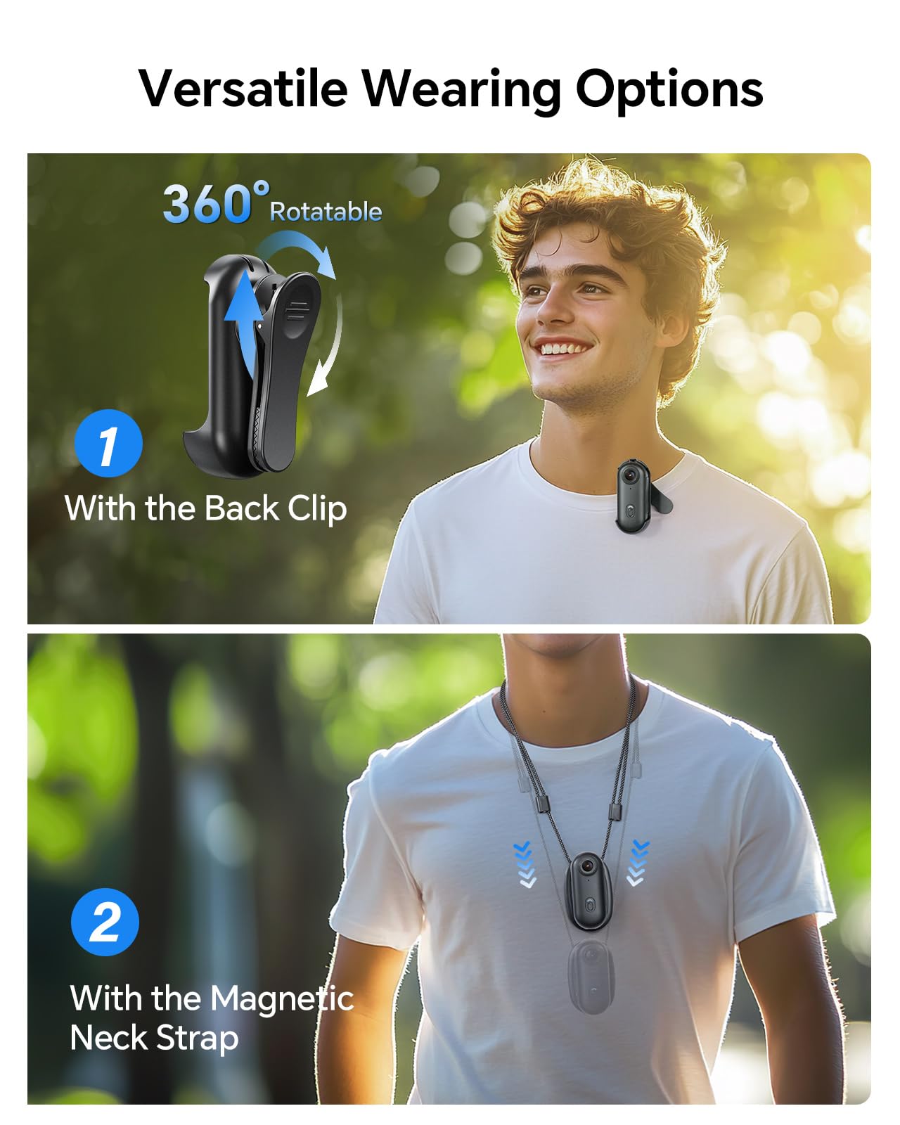 BOBLOV W4 4K Mini Body Camera,128G Wearable Camera with 360°Rotatable Clip & Magnetic Clip, Thumb Size, 96 Minutes for Recording, Easy to Use for Lecture, Traveling, Pet Walking and Outdoors