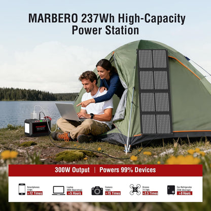 MARBERO Portable Power Station 88Wh Camping Lithium Battery Solar Generator Fast Charging with AC Outlet 120W Peak Power Bank(Solar Panel Optional) for Home Backup Outdoor Emergency RV Van Hunting