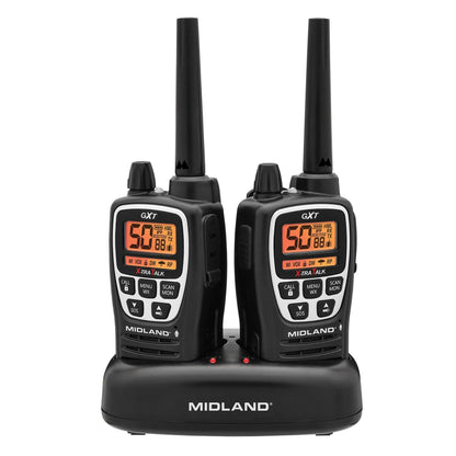 Midland GXT1000X3VP4 GMRS Two-Way Radio (50-Channel, Long Range, 142 Privacy Codes, SOS, NOAA, Rechargeable Nickle Battery, Black/Silver, 3-Pack)