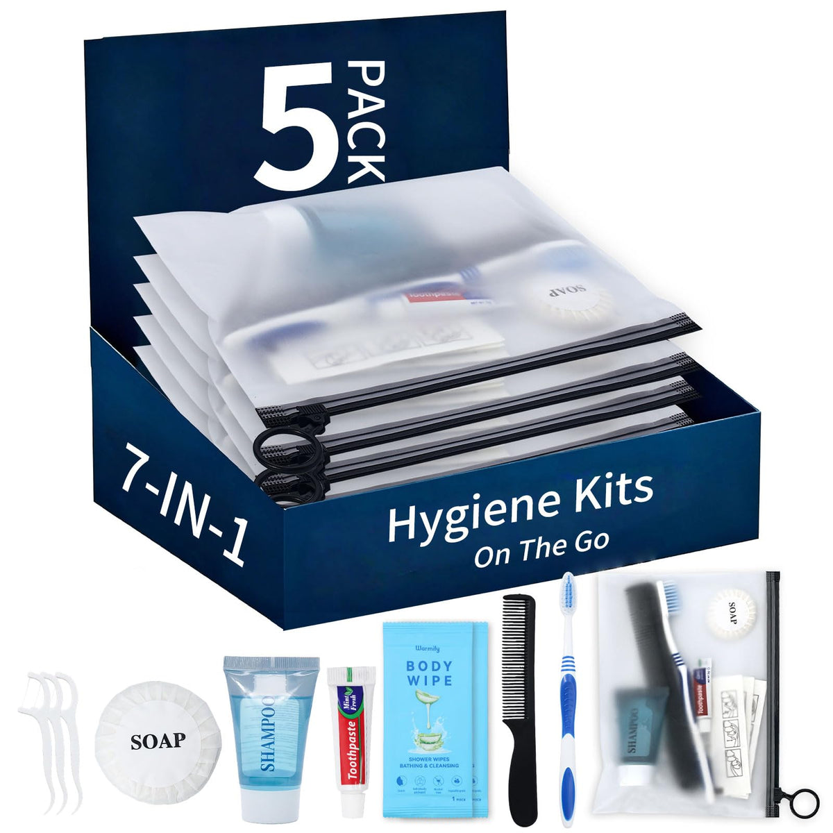 Individually Packed Travel Hygiene Kits, 5, 60 or 100 Count