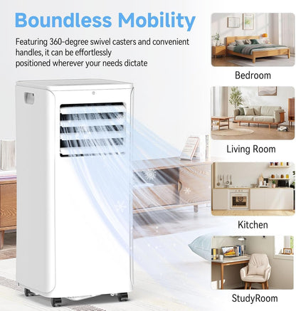 Portable Air Conditioner, 3-in-1 8500 BTU AC Unit with Fan & Dehumidifier – Quiet Cooling for Bedroom, Home Office up to 450 sq.ft, Includes Complete Window Mount Kit