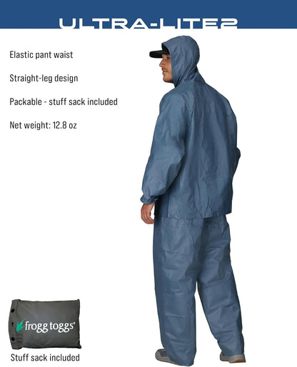 FROGG TOGGS Men’s Ultra-Lite2 Rain Suit, Waterproof Raincoat and Pant Set