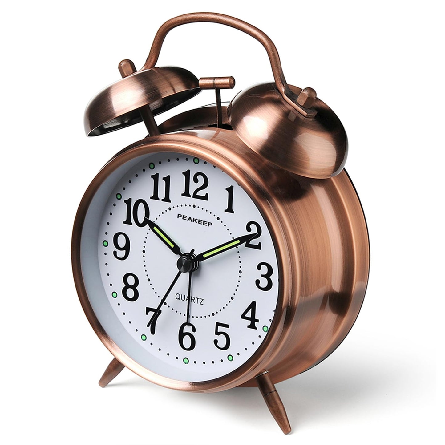 Peakeep 4 Inches Twin Bell Loud Alarm Clock for Heavy Sleepers, Backlight, Battery Operated Old Fashioned Alarm Clock for Bedrooms (3D-Dial, Black)