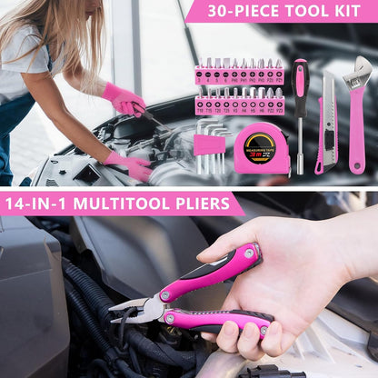 Car Emergency Kit with 12V Air Compressor, Jumper Cables, First Aid & Auto Tools