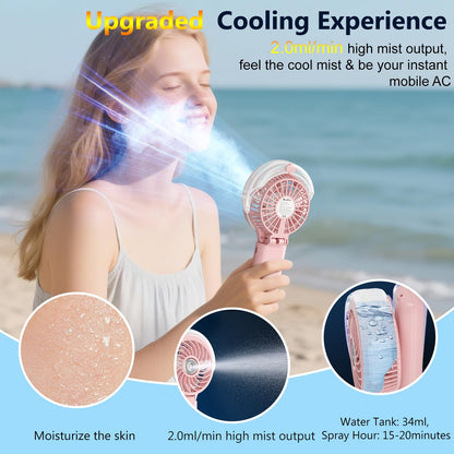 HandFan 5200mAh Rechargeable Handheld Misting Fan, Portable Mister, Royal Blue