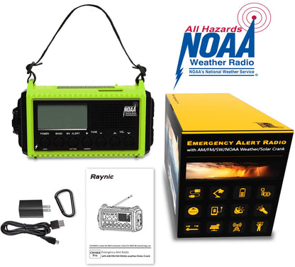 Raynic Emergency Radio, 5000mAh, Solar Hand-Crank AM/FM/SW/NOAA, Charger & Flashlight