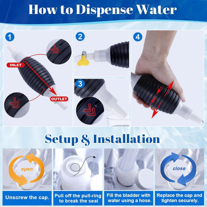 116 Gallon Aluminum Foil Emergency Water Storage, Bathtub Water Storage Bag with Hand Pump, Water Storage Bladder for Hurricane Disaster Preparedness Survival Drinking Water