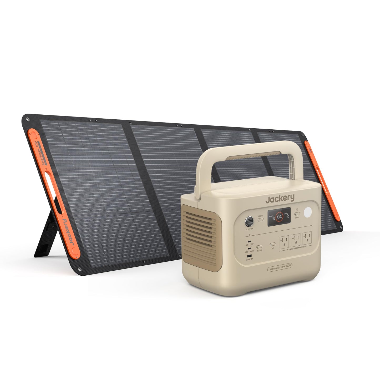 Jackery Explorer 1000 v2 Portable Power Station,1070Wh LiFePO4 Battery,1500W AC/100W USB-C Output, 1 Hr Fast Charge, Solar Generator for Camping,Emergency, RV, Off-Grid Living(Dune White)