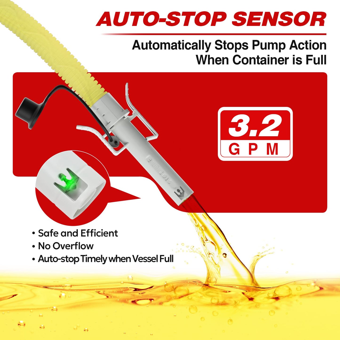 Keimi 5 GPM Cordless Fuel Transfer Pump with Auto-Stop & Hand Trigger Nozzle, Compatible with DeWalt 20V & Milwaukee 18V Batteries, Gas Can Pump for Gasoline/Diesel, 51" Hose & 4 Adapters