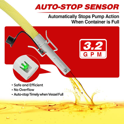 Keimi 5 GPM Cordless Fuel Transfer Pump with Auto-Stop & Hand Trigger Nozzle, Compatible with DeWalt 20V & Milwaukee 18V Batteries, Gas Can Pump for Gasoline/Diesel, 51" Hose & 4 Adapters