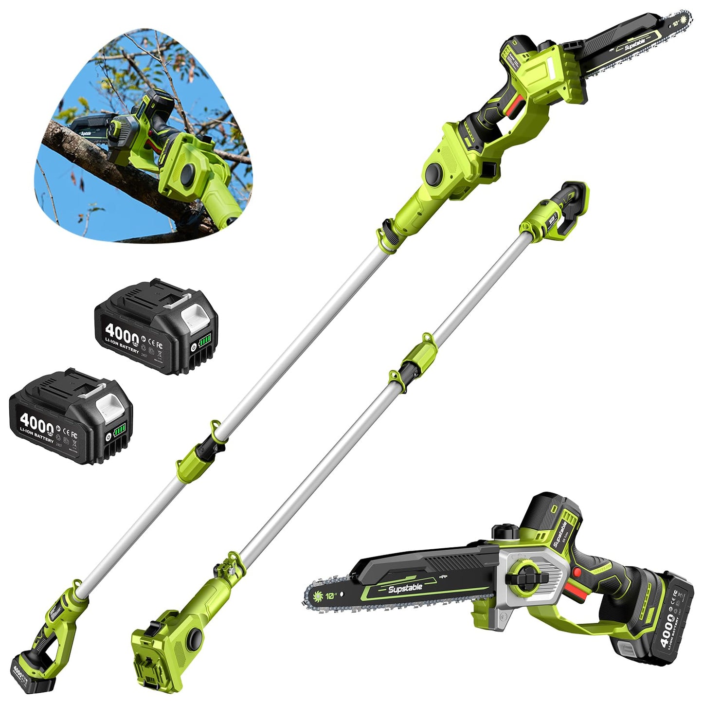 Mini Chainsaw Cordless, 8 Inch & 6 Inch Electric Chainsaw Battery Powered, 1000W Brushless Handheld Power Chain Saw with 2 Batteries, Small Tree Saw for Branch Trimming Wood Cutting