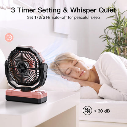 FRIZCOL 3-in-1 Camping Fan - Portable Fans Rechargeable - 24000mAh Battery Powered Fan with Light & Remote for Indoor, Outdoor, Tent, Travel, Fishing, Jobsite, Gifts for Men Dad Him - Orange