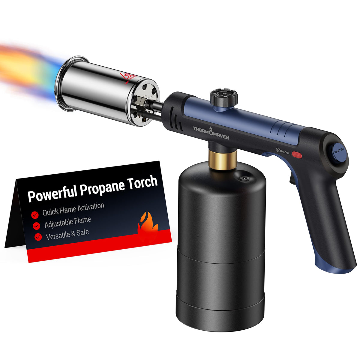 ThermoMaven Propane Torch Gun, One-Touch Max Fire Flame Thrower, Silver
