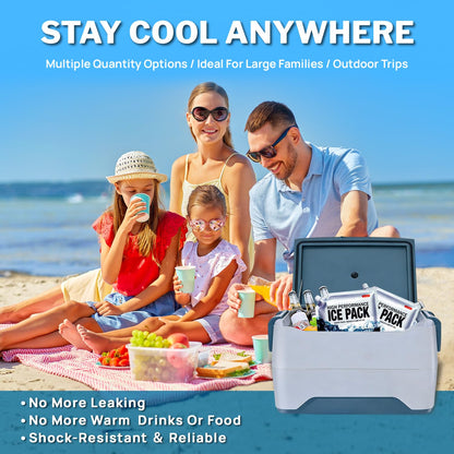 Reusable Ice Packs for Coolers Long Lasting Gel Freezer Packs for Lunch Bags Cooler Backpack Lunch Box for Camping & Picnics (9.8"x9.8"x4P)