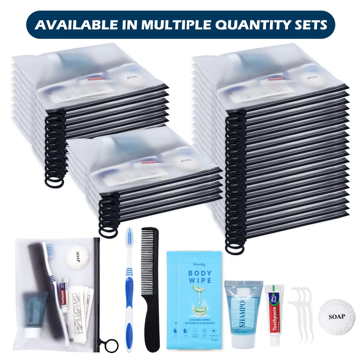 Individually Packed Travel Hygiene Kits, 5, 60 or 100 Count