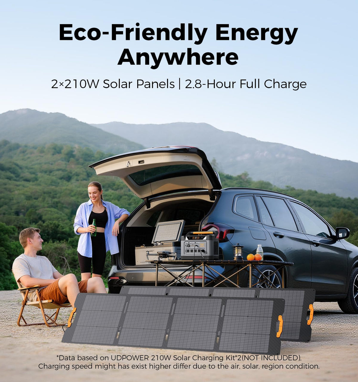 UDPOWER S1200 Solar Generator Kit, 1190Wh, 1200W, with 120W Panel