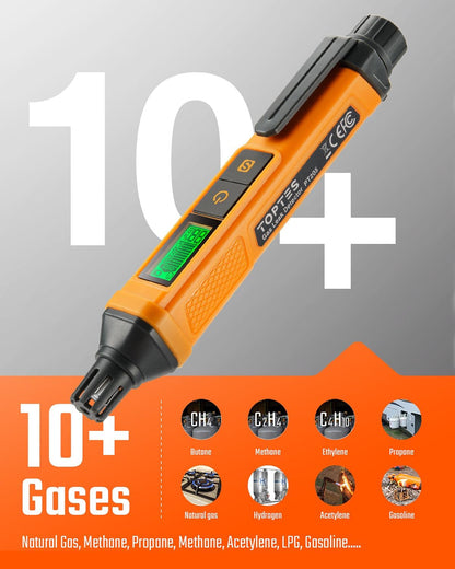 PT199 Natural Gas Leak Detector with Audible/Visual Alarm, Methane & Propane, Orange