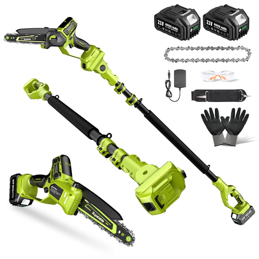 Mini Chainsaw Cordless, 8 Inch & 6 Inch Electric Chainsaw Battery Powered, 1000W Brushless Handheld Power Chain Saw with 2 Batteries, Small Tree Saw for Branch Trimming Wood Cutting