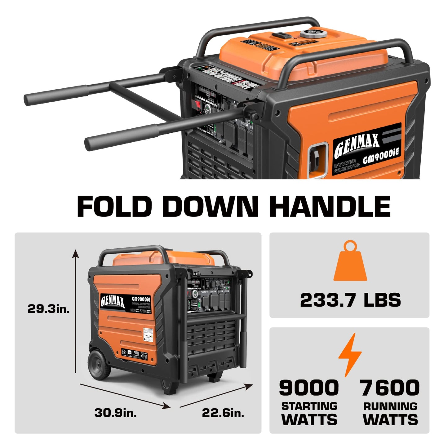 GENMAX Generator，EPA Compliant, Eco-Mode Feature, Ultra Lightweight for Backup Home Use & Camping