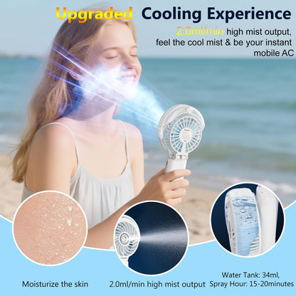 HandFan 5200mAh Rechargeable Handheld Misting Fan, Portable Mister, Royal Blue