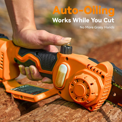 Mini Chainsaw Cordless, 8 Inch & 6 Inch Electric Chainsaw Battery Powered, 1000W Brushless Handheld Power Chain Saw with 2 Batteries, Small Tree Saw for Branch Trimming Wood Cutting
