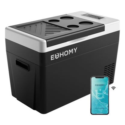 EUHOMY 12 Volt Refrigerator, 19QT(18L) Compressor Electric Cooler APP Control, Car Fridge -4℉~68℉, Portable Refrigerator 12/24V DC 100-240V AC, Portable Freezer for Camping, Travel, Boat