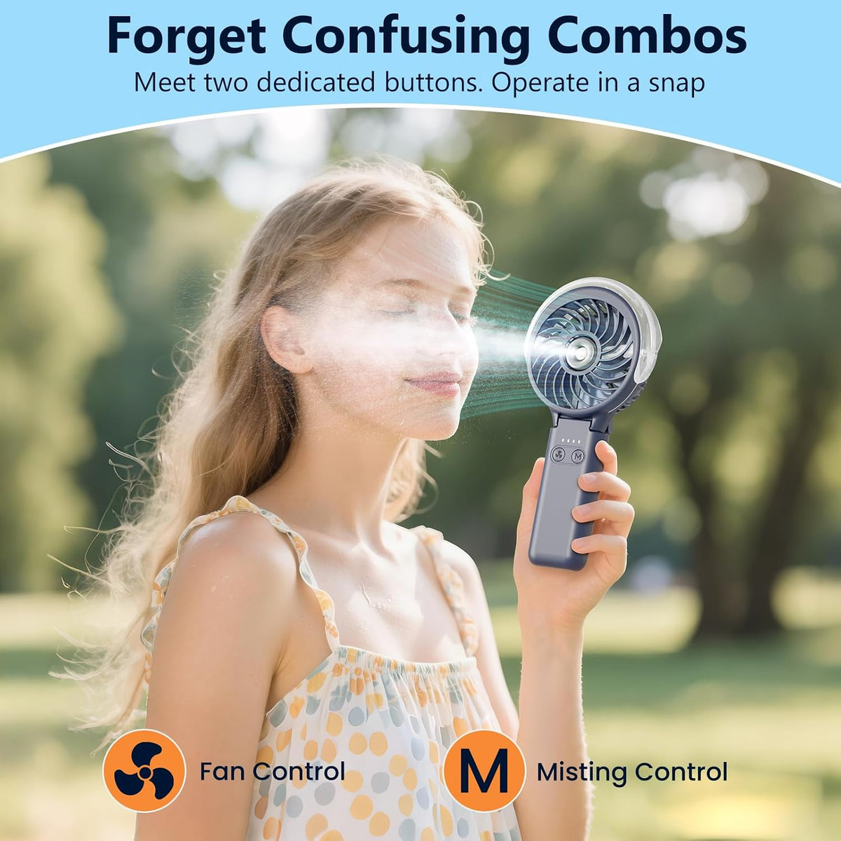 HandFan 5200mAh Rechargeable Handheld Misting Fan, Portable Mister, Royal Blue