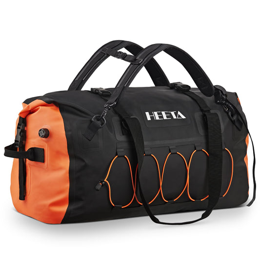 HEETA Waterproof Duffel Bag Motorcycle Dry Bag Backpack, 60L/80L Extra Large Rolltop Travel Duffle Bags with Straps & Handles for Kayaking Rafting Boating Canoeing Camping Gym Beach Cruise Ship