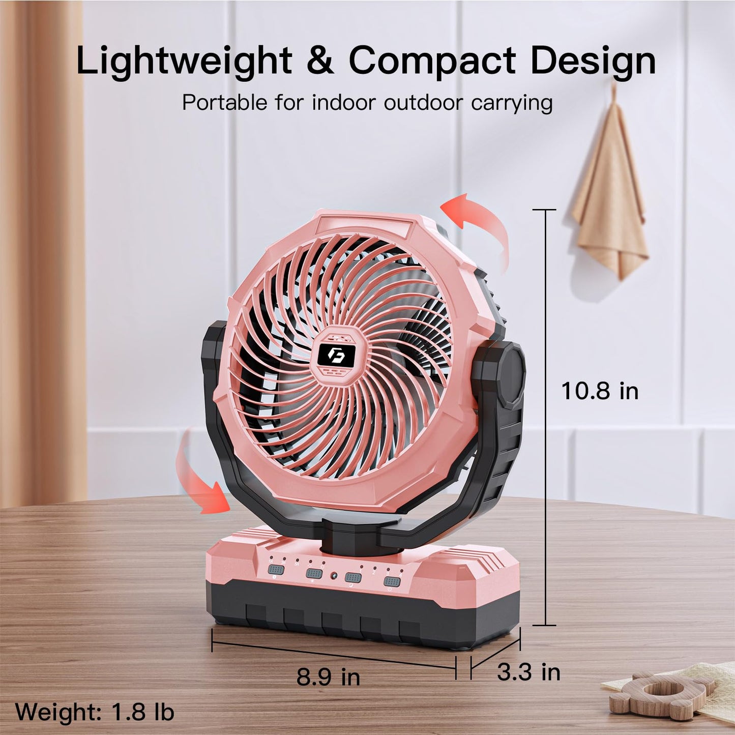 FRIZCOL 3-in-1 Camping Fan - Portable Fans Rechargeable - 24000mAh Battery Powered Fan with Light & Remote for Indoor, Outdoor, Tent, Travel, Fishing, Jobsite, Gifts for Men Dad Him - Orange