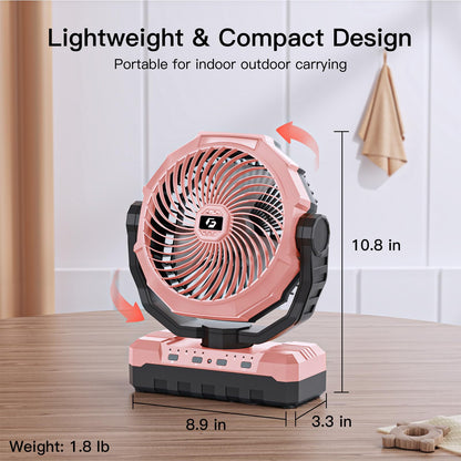FRIZCOL 3-in-1 Camping Fan - Portable Fans Rechargeable - 24000mAh Battery Powered Fan with Light & Remote for Indoor, Outdoor, Tent, Travel, Fishing, Jobsite, Gifts for Men Dad Him - Orange