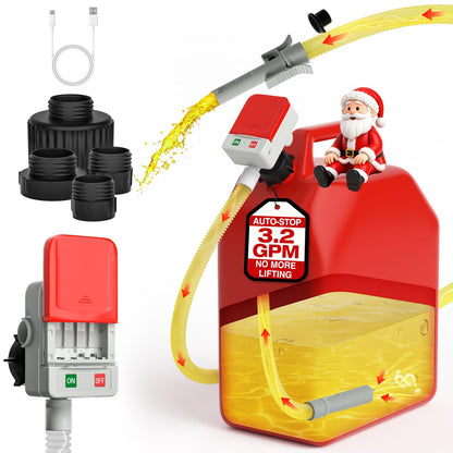 Keimi 5 GPM Cordless Fuel Transfer Pump with Auto-Stop & Hand Trigger Nozzle, Compatible with DeWalt 20V & Milwaukee 18V Batteries, Gas Can Pump for Gasoline/Diesel, 51" Hose & 4 Adapters