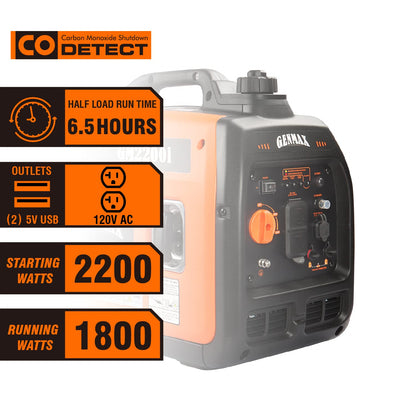 GENMAX Generator，EPA Compliant, Eco-Mode Feature, Ultra Lightweight for Backup Home Use & Camping