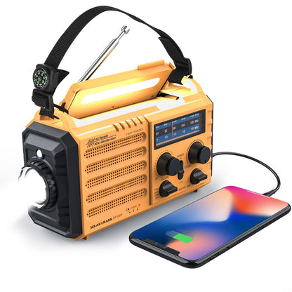 Raynic Emergency Radio, 5000mAh, Solar Hand-Crank AM/FM/SW/NOAA, Charger & Flashlight