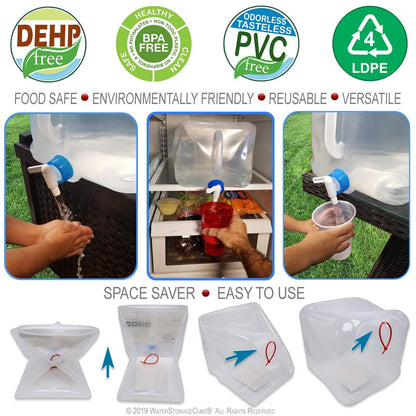 WaterStorageCube Collapsible Water Container with Spigot (5.3 Gal (2-Pack))