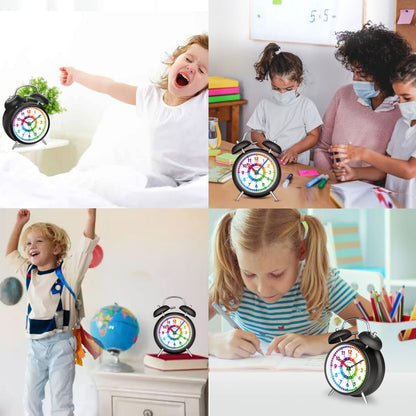 Peakeep 4 Inches Twin Bell Loud Alarm Clock for Heavy Sleepers, Backlight, Battery Operated Old Fashioned Alarm Clock for Bedrooms (3D-Dial, Black)